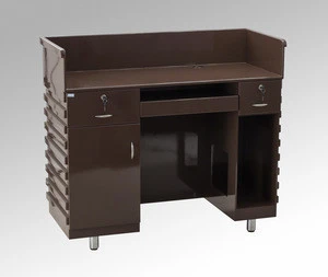 Cheap modern solid Fireproof wood material beauty salon reception desk