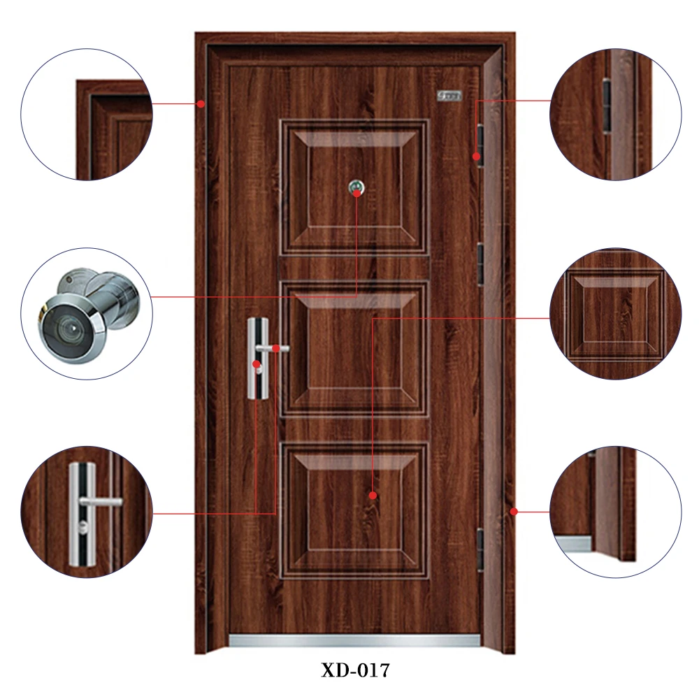 China manufacturers factory supply wooden grain designs home anti-thief security door