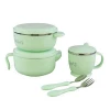 China wholesale unbreakable dinnerware cheap food container gift set 5pc stainless steel dinner set with cutlery for kids