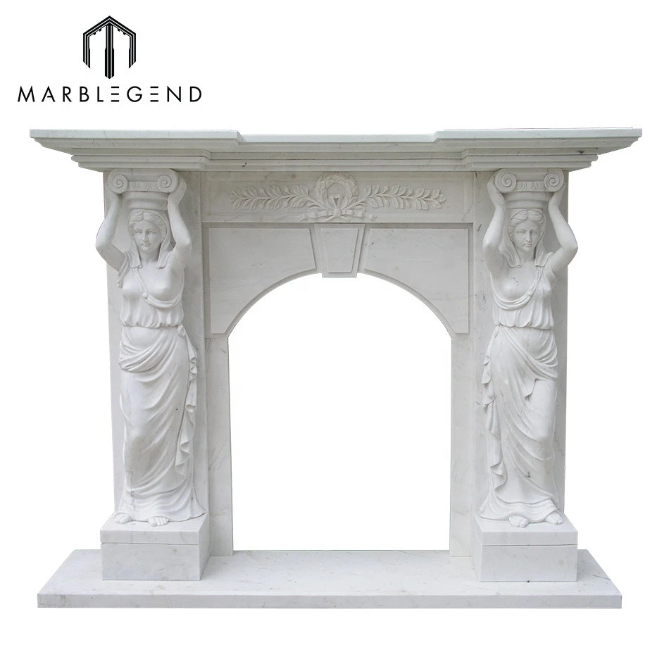 Chinese Wholesale factory White marble stone sculpture fireplace