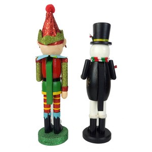 Christmas decoration Supplies 38cm wood nutcracker snowman elves table top decorations with wooden head puppets