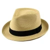 Classic grey beige dark blue colors fedora straw paper braid hat for women men