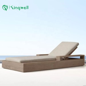 Classic Outdoor Furniture Teak Sun Loungers Pool Side Wooden Sun Lounger with Cushion