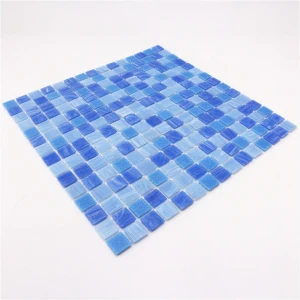 CNK China wholesale hot melt glass mosaic skid proof swimming blue pool tiles