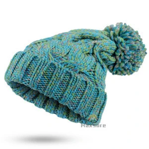 Color Mixture Direct Factory Winter Hats with Pom Pom  , Knitted Headwear