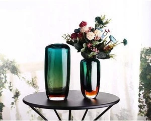 Colorful tall and short decoration flower lead free glass vase