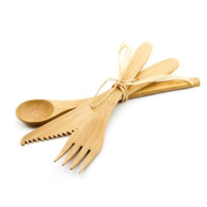 Compostable Heavyweight Disposable Bamboo  Tableware Knife Fork Spoon for Sale
