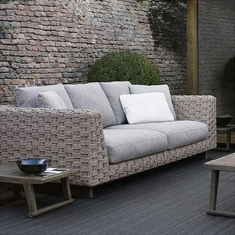 Couture Nordic Style Luxury Garden Rattan Outdoor Furniture Alum Wicker Single Rattan Sofa Set