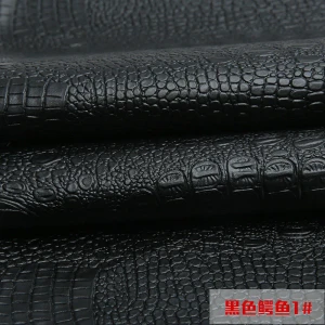 Crocodile Grain Synthetic Leatherette Black Faux PU Leather Upholstery Fabric PVC  foam Leather farics sponge leather