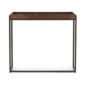 Cubic bronze legs cherry wood console table modern living room table design