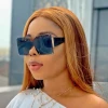 custom 2020 trendy fashion square rimless gradient oversized shades women sunglasses