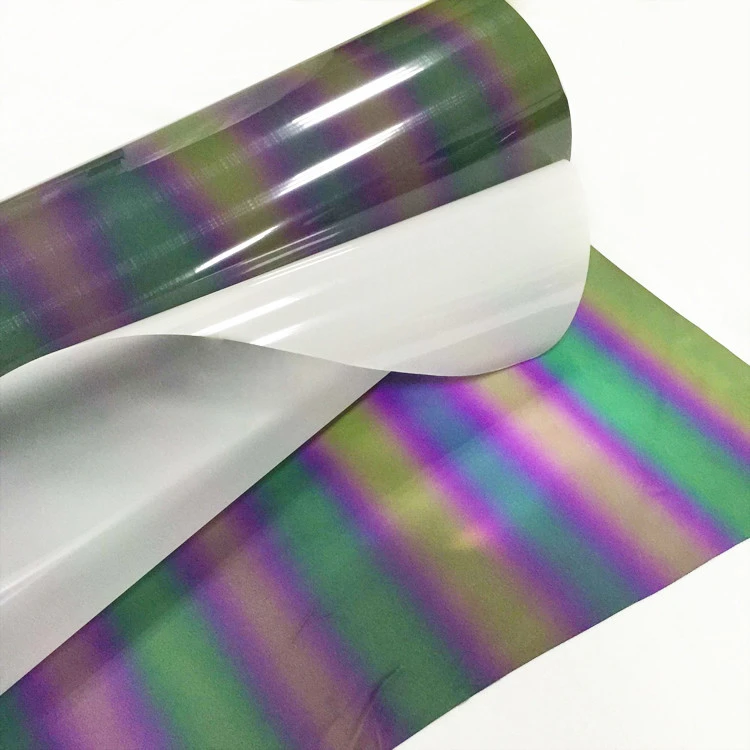 Custom Adhesive Printable Cutting PVC Reflect Light Iridescent Rainbow Reflective Material