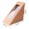 Custom clear window individual carry small cake triangle sandwich packaging paper box for packaging