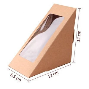 Custom clear window individual carry small cake triangle sandwich packaging paper box for packaging