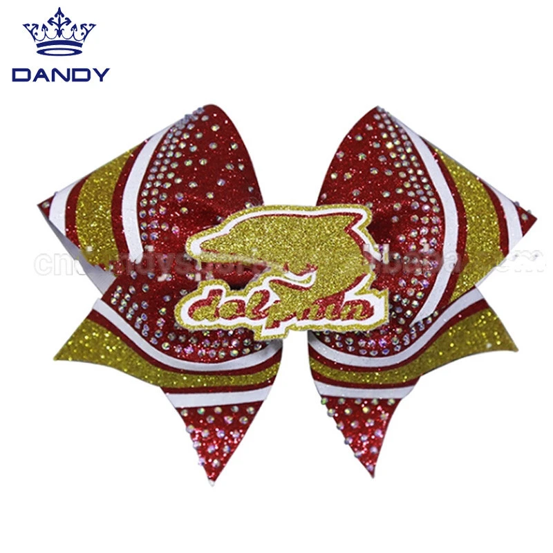 Custom Design Rhinestones Christmas cheerleading bows Cheer hair bow for girls