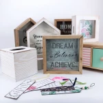 Custom Handmade Transparent Wooden Square Glass Craft Shadow Christmas Money Saving Box