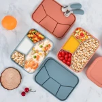 Custom Hot Selling Food Grade Silicone Lunch Box Portable Kids Bento Box Silicone Food Storage Container With 4 Compartment