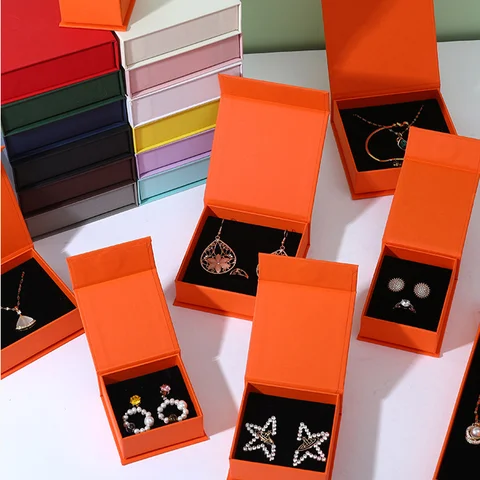 Custom Logo Magnetic Gift Recycled Cardboard Fanxi Jewelry  Box Storage Paper Packaging Luxury With Insert For Ring Earrings