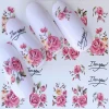 Custom logo printed decorative flower series nail art water transfer stickers full wraps nail decals