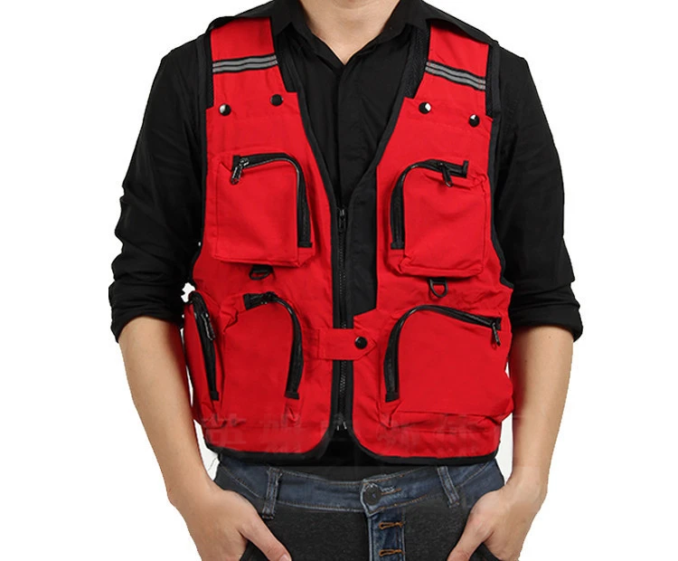 Custom Mens Polyester Mesh Multi Pocket Outdoor Hunting Fishing Vest for OEM Manufacturer