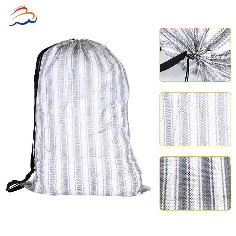 Custom printed promotional mesh nylon folding laundry bag