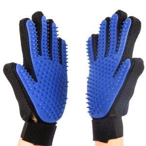 Custom Silicone Pet Hair Grooming Remover Glove Brush with 180 Grooming Tips