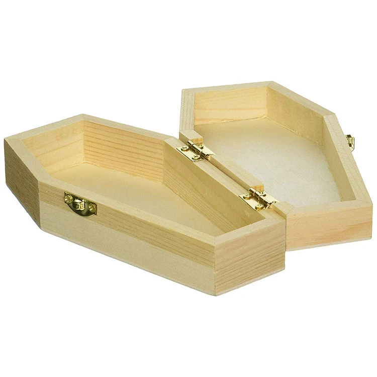 Custom Unfinished Wooden Coffin Shaped Packaging Box
