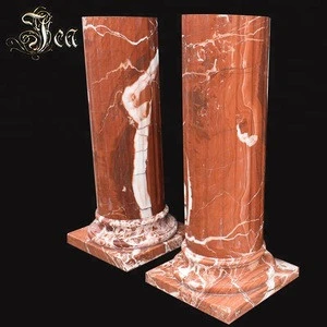Customized red marble roman stone pillars for garden