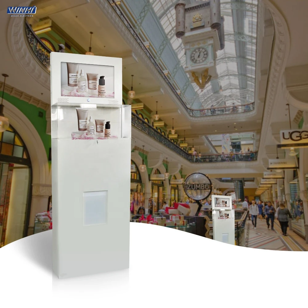 Customized retail shoe store 21.5inch Floor Standing lcd display cabinet Acrylic showcase display