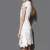Import Customized Short Sleeve Summer Elegant Dress Full Flower Cut Out Midi Belted White Shift Chiffon Beach Dress for Women from China