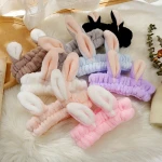 Cute Rabbit Ear Hair Accessories Girls Soft Makeup Wide Headband Elastic Rabbit Ears Coral Fleece Headband turtle
