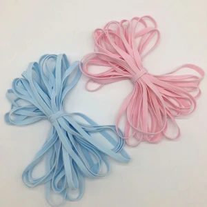 Cutting Pink Round Ear Loop Polyester Spandex Elastic Band Raw Material String Cord Earloop in roll Factory