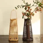Decoration Handmade Bamboo Zen Chinese Dried Flowers Bamboo Woven Vase DIY20020401