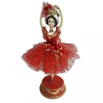 Desktop red cloth Plastic Custom made dancing ballerina wind up music box