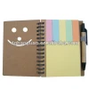 Die-cut Eco-friendly recycled sticky notebook with pen holder