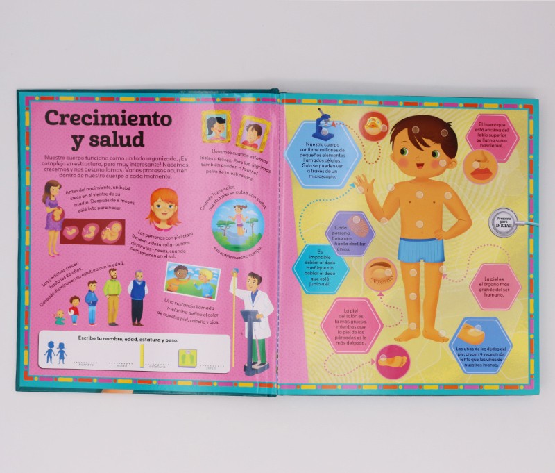 Discover curious facts about the human body learning educations kids board book with Fancy music
