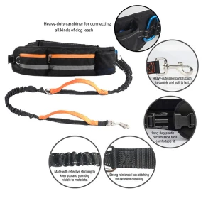 Dog Accessories Factory OEM Hands Free Dog Leash Bag Shock Absorbing Bungee Lead up to 180lbs Large Dogs for Running Jogging