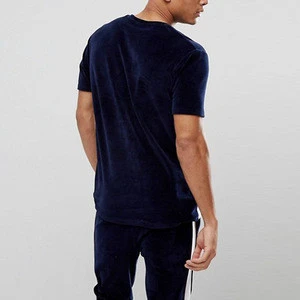 Dongguan apparel manufacturer mens clothes oversized hiphop longline velour t shirt with contrast sides