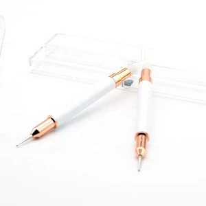 Double Heads Wax Nail Drill Pen Dotting Pencils Nail Art Picker Pen Metal Nail Acrylic Gel Brush