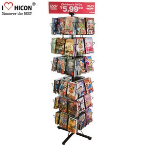 Double Sided 5-Layer Metal Wire Dvd Display Rack Movable, Iron Cd Dvd Display Rack Free Standing
