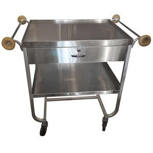 duralble stainless steel hotel duoble-deck food serving trolley with drawer