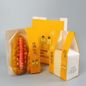Eco-friendly white / brown kraft paper window bag for food packaging flat bread kraft paper bag