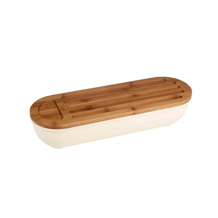 ECO Nature Bamboo fiber storage Baguette box with bamboo chopping bread cutting board