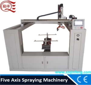 Electrostatic auto spray equipment for Motorcycle, helmet,toy,doors, plate etc by 5 axial spraying paint machine