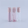 Essential Oil Use 10ml Pink Roll On Glass Roller Perfume Bottle With Glass or Stainless Steel Roller Ball And Rose Gold Cap