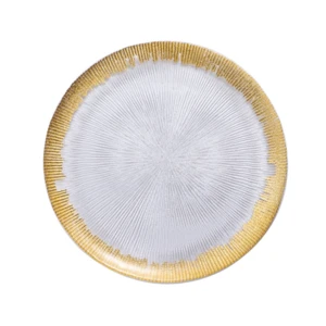 European style plating western plate/ round gold foil glass creative steak plate/ fruit salad plate