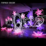 Events lead supplies wedding stage decoration large lotus shape flower with led light