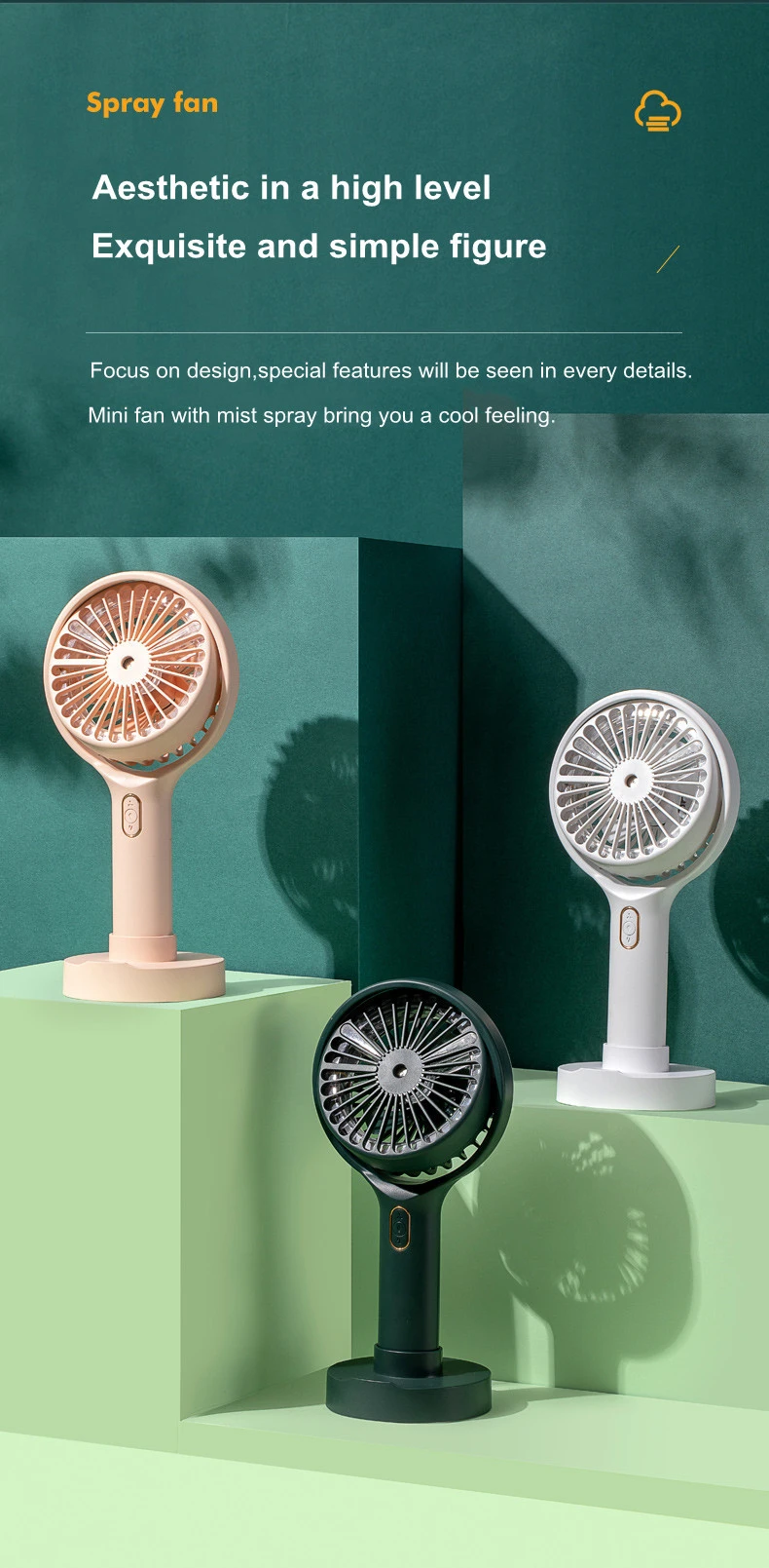 facory direct strong wind rechargeable electric USD water spray fan