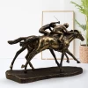 Factory custom bronze double horse racing ornaments cold casting copper craft resin crafts
