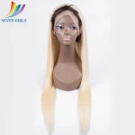 Factory Direct Supply Wholesale Price Brazilian Remy Hair Straight Ombre Two Tone 1B T 613 Blonde Full Lace Wig